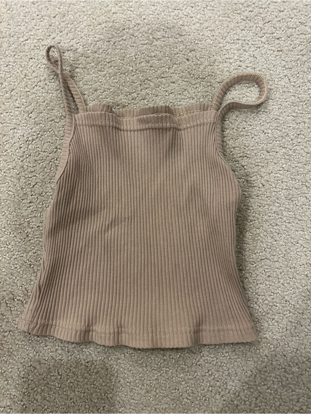 Ribbed Spaghetti Strap Tank Top - Taupe
